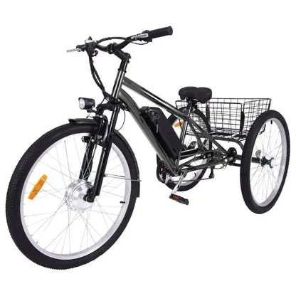 26-Inch Adult Electric Tricycle  3-Wheel Fat-Tire Design, 7-Speed, 350W Motor, 36V 10Ah Removable Battery