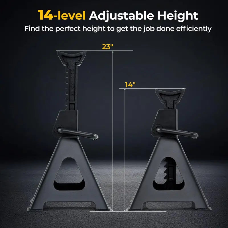 6-Ton Heavy-Duty Jack Stands  Adjustable 14″23″ Self-Locking Car Lift Supports with 13,000 lb Capacity