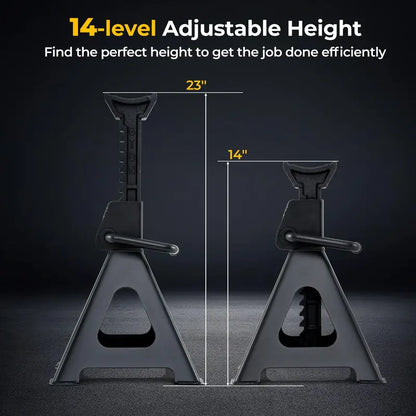 6-Ton Heavy-Duty Jack Stands  Adjustable 14″23″ Self-Locking Car Lift Supports with 13,000 lb Capacity