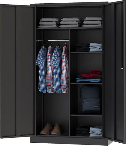 72-Inch Freestanding Steel Locker Cabinet  Secure, Lockable Storage for Offices, Gyms, or Schools