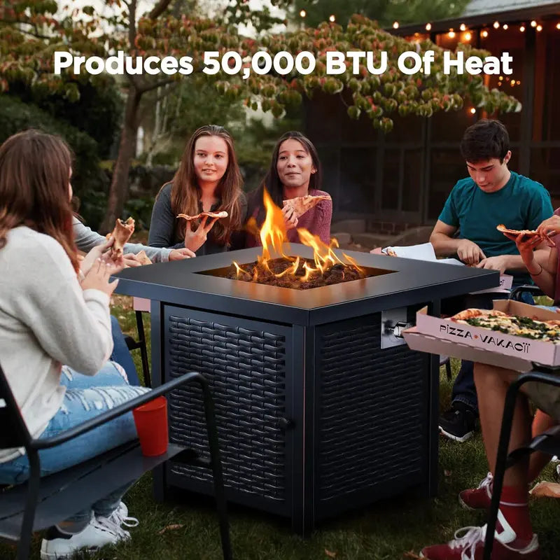 50,000 BTU Propane Fire Pit Table  Modern Gas-Powered Outdoor Heat & Ambiance