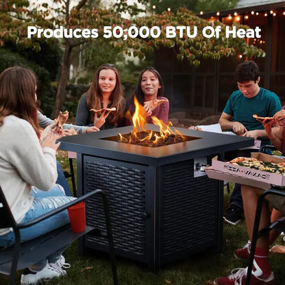 50,000 BTU Propane Fire Pit Table  Modern Gas-Powered Outdoor Heat & Ambiance