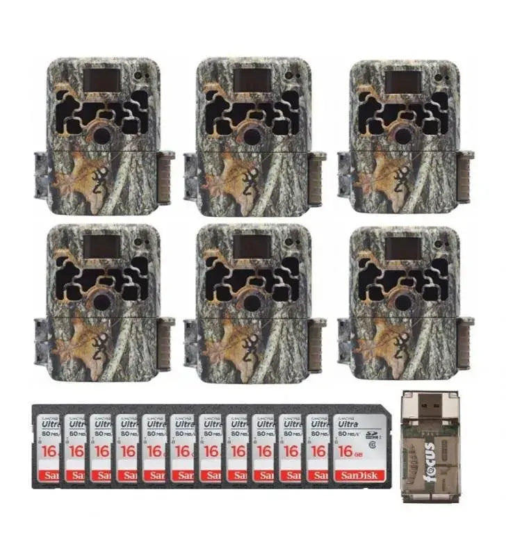 Browning Dark Ops Extreme Trail Camera Bundle  6-Pack with 16GB SD Cards & Camo Design