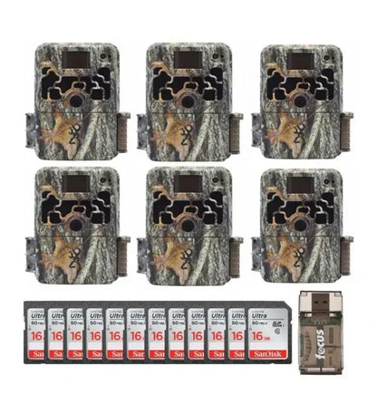Browning Dark Ops Extreme Trail Camera Bundle  6-Pack with 16GB SD Cards & Camo Design