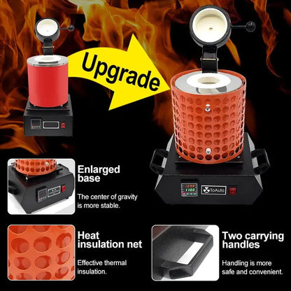 TOAUTO TGF3000-V1.1 Gold Melting Furnace  13 kg Capacity, 1400W, 2100°F Max Temperature