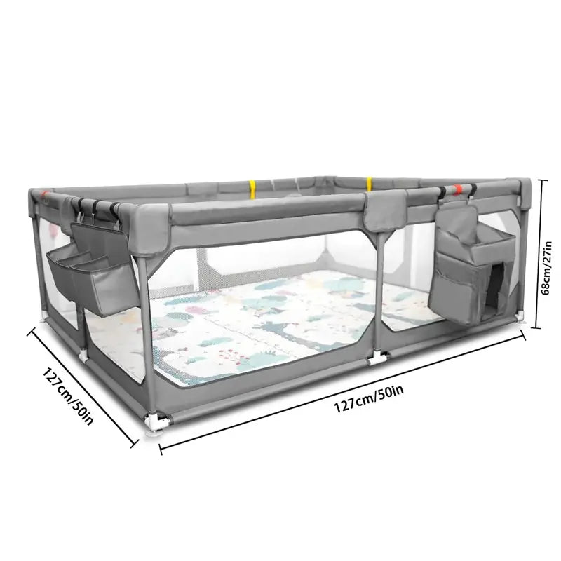 Extra-Large Baby Playpen with Floor Mat  75″ x 59″ BPA-Free Safety Yard with Storage Bag & Gap-Free Design