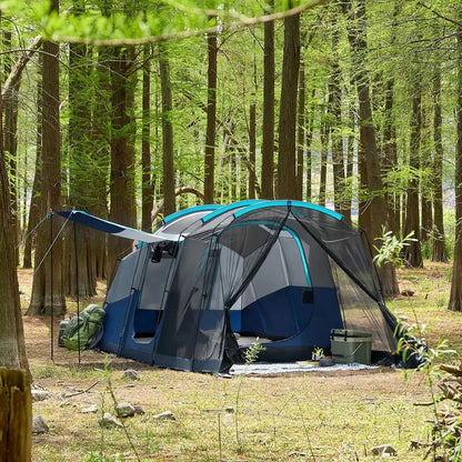 TIMBER RIDGE 8-Person Waterproof Double-Layer Tunnel Camping Tent for Families