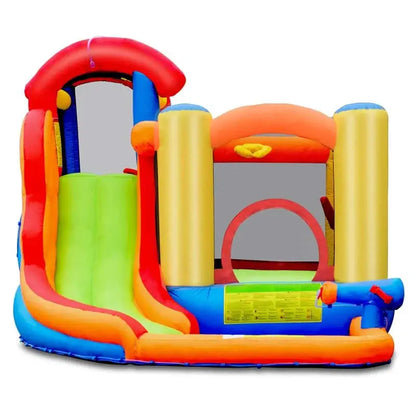 6-in-1 Inflatable Water Play Center  Slide, Bounce House, Trampoline & More with 740W Blower