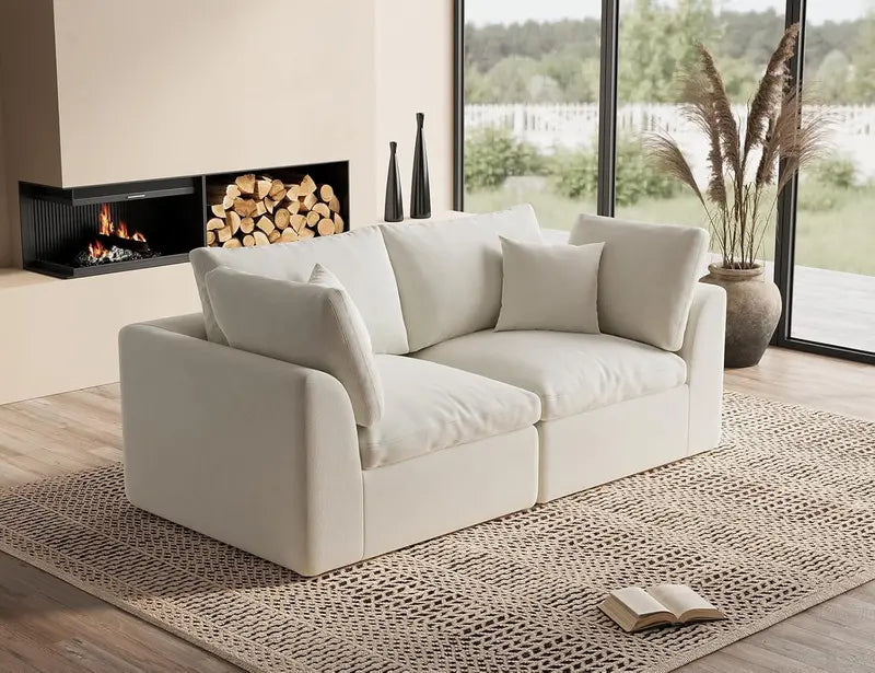 110-Inch Cloud Sectional Sofa  Modular L-Shape Living Room Seating with Deep Seats