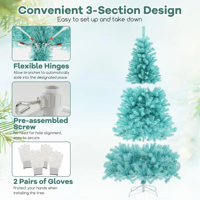 67 ft Blue Pre-Lit Christmas Tree  Full Hinged Artificial Xmas Tree with 280380 Warm White LEDs