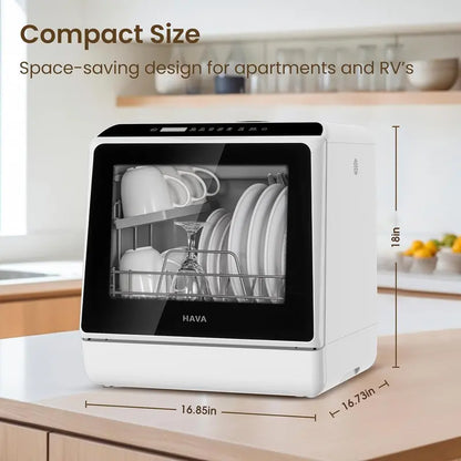 HAVA Compact Countertop Dishwasher  6-Program, 5L Integrated Water System for Small Kitchens