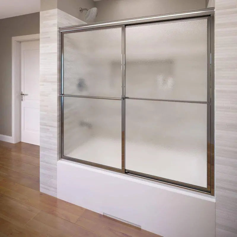 56-Inch Silver Framed Sliding Tub Enclosure