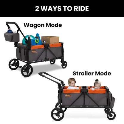 Delta Children Jeep Sport All-Terrain Stroller Wagon  Includes Canopy & Parent Organizer