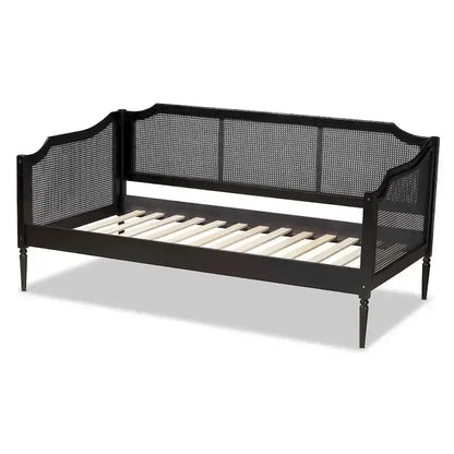 Ogden Twin-Sized Mid-Century Modern Rattan Daybed with Synthetic Wicker Finish