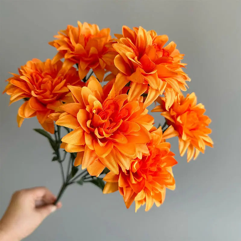 Dahlia-Inspired Silk Bouquet  Mixed Rose and Peony Arrangement for Desktop & Interior Styling