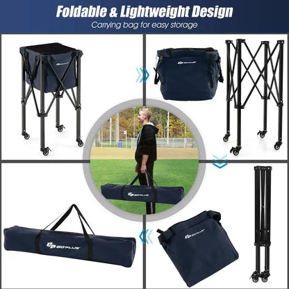 Lightweight Aluminum Tennis Ball Hopper, Collapsible 2-Tier Ball Collector