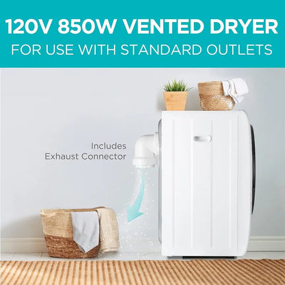 Compact 1.5 Cu. Ft. Vented Portable Dryer  850W Energy-Efficient Electric Dryer with Stainless Steel Drum (5.5 lb Load)