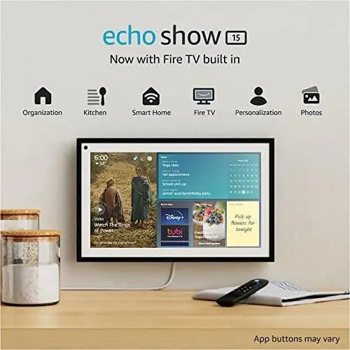 Amazon Echo Show 15, 15.6″ Full HD Smart Display with Alexa, Fire TV, Remote Included, Smart Home Hub