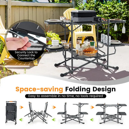 Folding Aluminum Camping Cooking Table  Compact Outdoor Grill and Prep Station