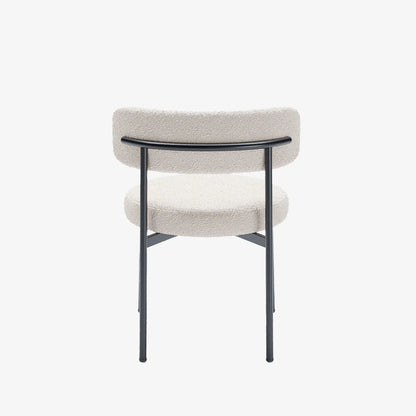 Lot de 2 chaises de table bouclette blanche Scarlett