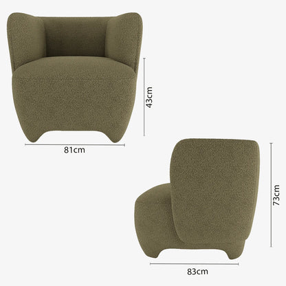 NOA  - Fauteuil en laine boucl e vert kaki