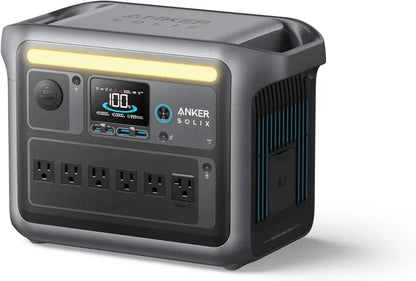 1800W Portable Solar Generator with 200W Panel  1056Wh LiFePO4 Battery, 6 AC Outlets, 2400W Surge for Camping & Emergency Power