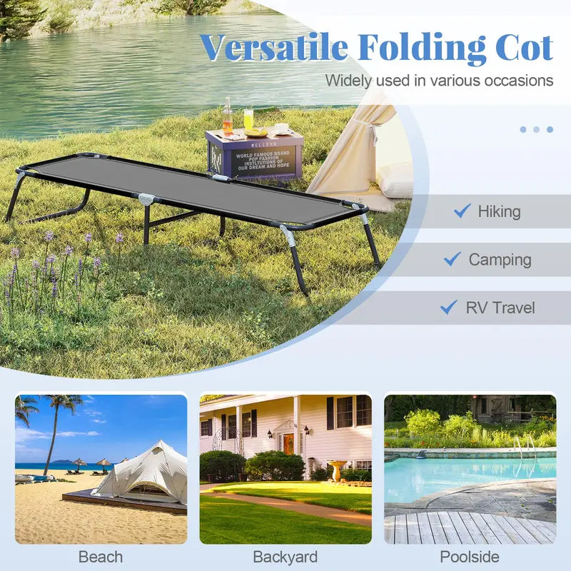 Heavy-Duty Foldable Camping Cot with Non-Slip Feet for Adults & Kids