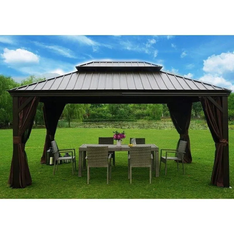 Alexander 16′ x 12′ Aluminum Garden Gazebo  Extra-Wide Outdoor Shelter