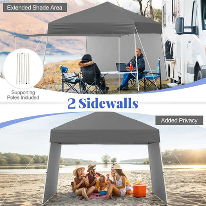 9.2′ x 14′ Pop-Up Canopy Tent  UPF50+ Outdoor Shelter with Two Sidewalls & Adjustable Slant Legs
