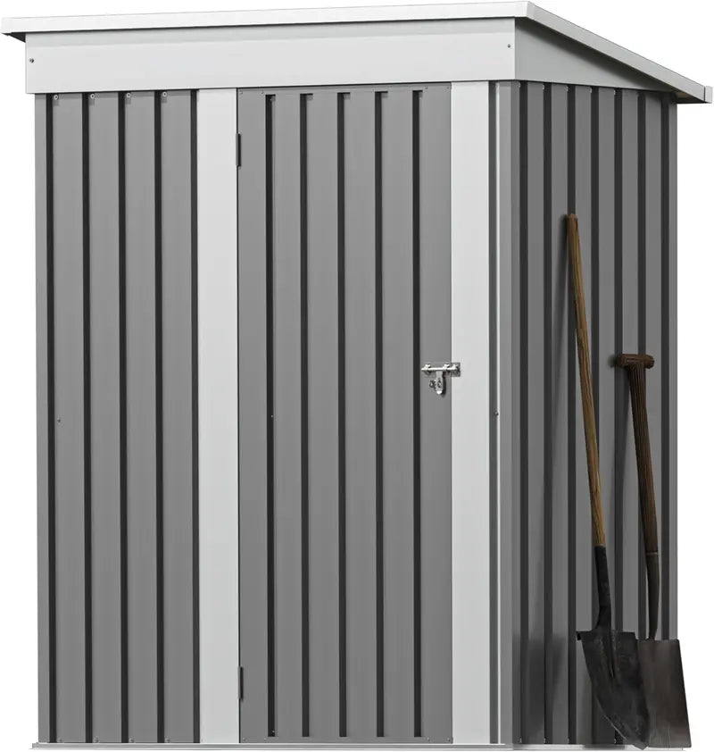 Greesum 6x4ft Lockable Patio Storage Shed  Galvanized Steel Garden Utility Shed