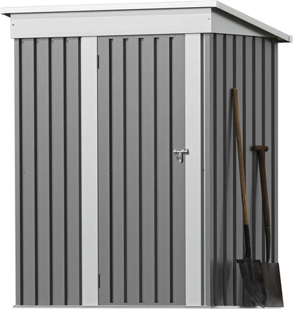 Greesum 6x4ft Lockable Patio Storage Shed  Galvanized Steel Garden Utility Shed