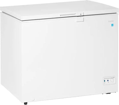 10 Cu Ft White Chest Freezer  Garage-Ready, Operates from 0°F to 110°F, Energy-Efficient Storage Solution