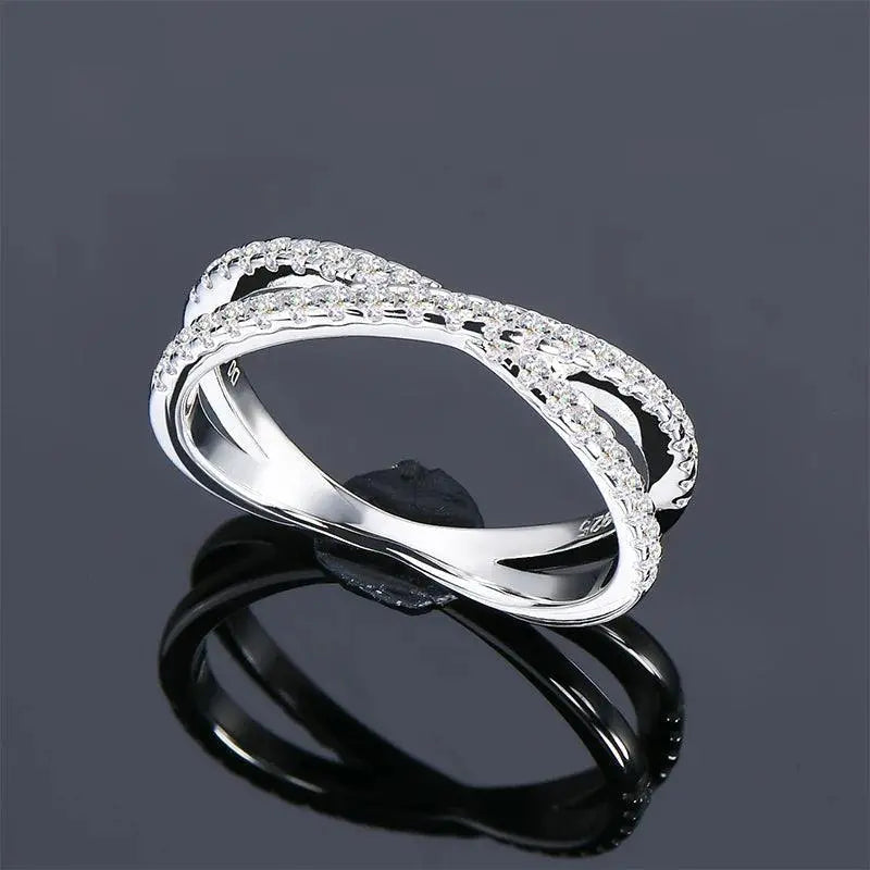 Eternity Cross-Over Band Ring in Premium Metal