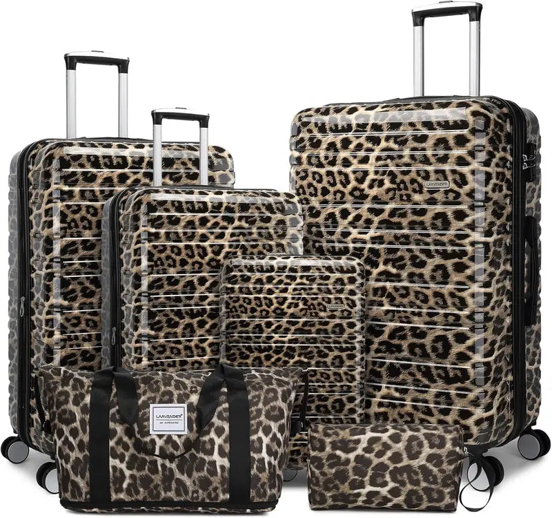 6-Piece Expandable Rolling Luggage Set  Lightweight Hardshell Suitcases with Smooth-Spinning Wheels & Modular Packing Options