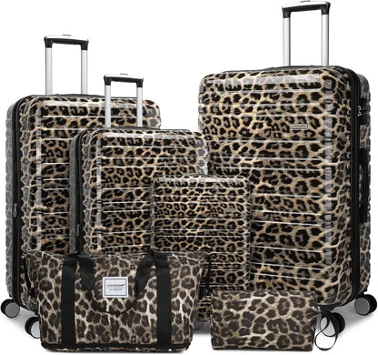 6-Piece Expandable Rolling Luggage Set  Lightweight Hardshell Suitcases with Smooth-Spinning Wheels & Modular Packing Options
