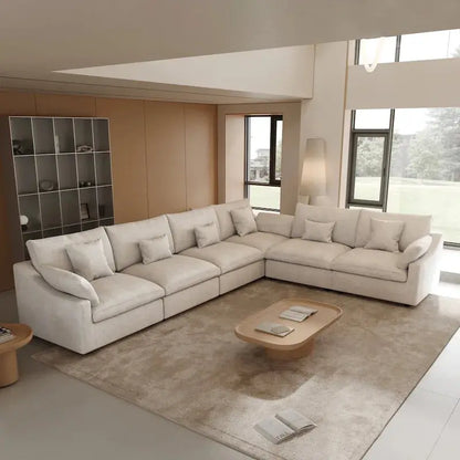 Large Linen Corner Sectional Sofa  Modular Living Room Couch Set