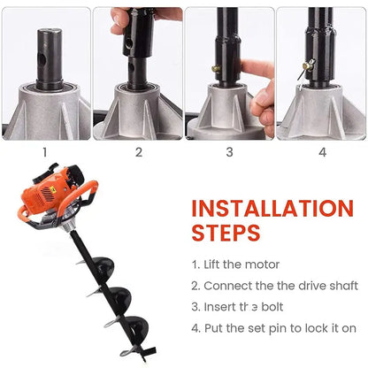 PRIJESSE Gas-Powered Post Hole Digger  Dual-Mode Earth Auger Drill System