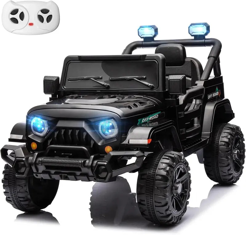12V Kids Electric Ride-On Truck — Remote-Controlled, Twin 35W Motors, 3.5 MPH Max Speed, Bluetooth Speaker, LED Lights, Safety Belt