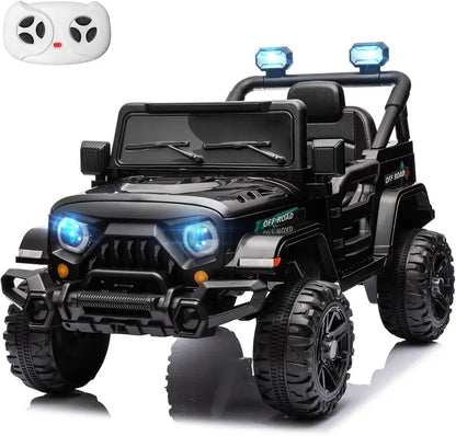 12V Kids Electric Ride-On Truck — Remote-Controlled, Twin 35W Motors, 3.5 MPH Max Speed, Bluetooth Speaker, LED Lights, Safety Belt