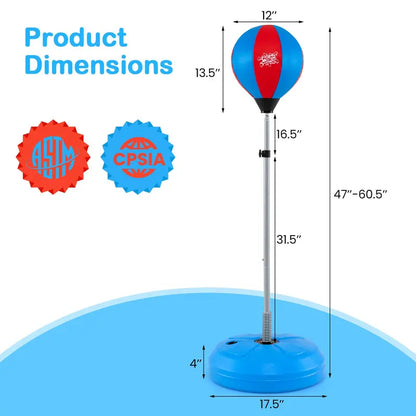 Kids’ Adjustable Punching Bag Set  Includes Reflex Ball and Safe Boxing Toy Components