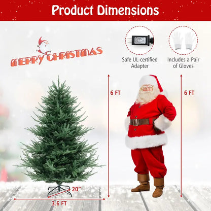 6 ft Faux Hinged Full-Profile Christmas Tree  240 Warm White LEDs & 778 Branch Tips