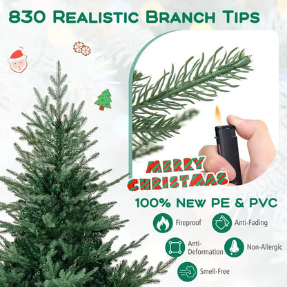 6- or 7-Foot Pre-Lit Artificial Tree  Hybrid PVC and PE Branch Construction for Natural Look