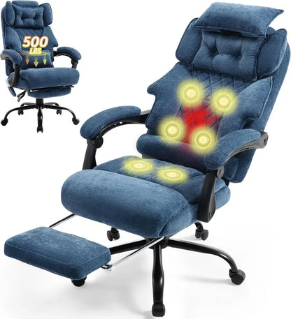 Heavy-Duty Leather Office Chair with Footrest  Supports Up to 500 lbs
