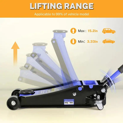 Low-Profile 4-Ton Hydraulic Floor Jack  Heavy-Duty Trolley Lift with Dual-Piston Pump, 4″21″ Range, 8000 lb Capacity