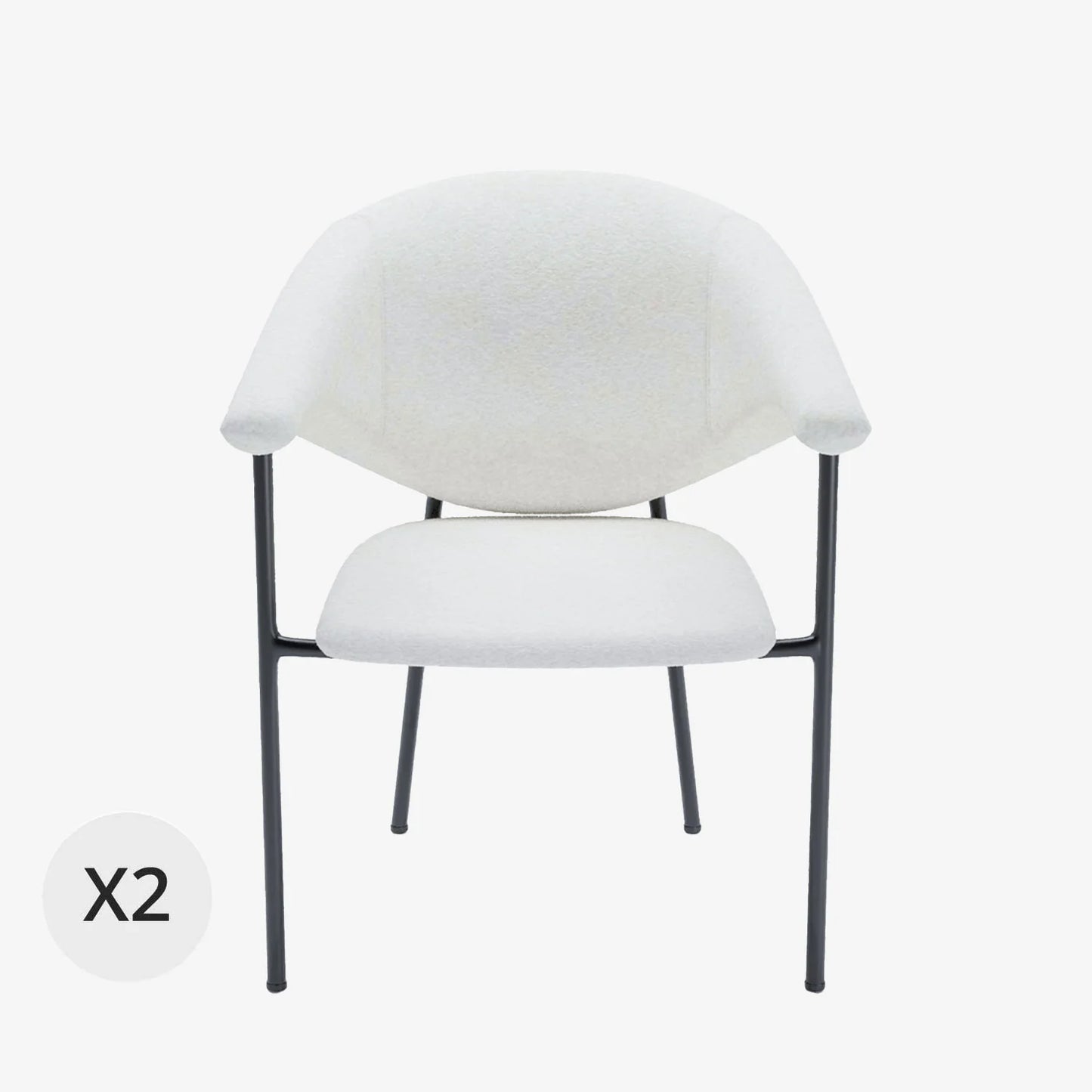 Lot de 2 chaises avec accoudoir design en velours beige Jeanne