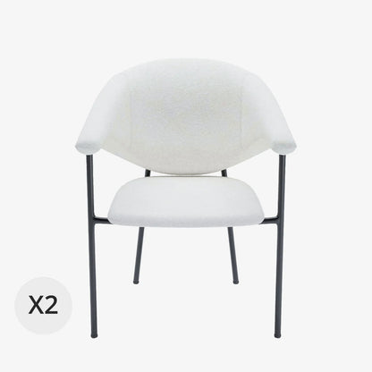 Lot de 2 chaises avec accoudoir design en velours beige Jeanne