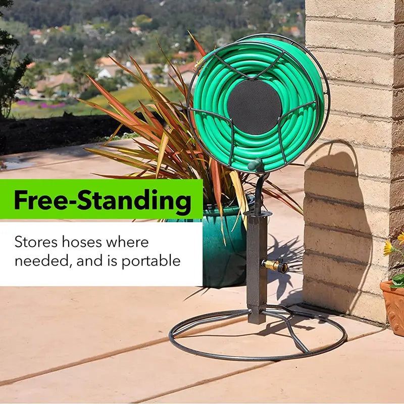 Yard Butler Free Standing Swivel Hose Reel  Water Hose Caddy For Yard or Garden  Outdoor Garden Hose Accessories, Water Hose Reel Rotate 360 Degree, Freestanding Metal Outdoor Water Pipe Stand