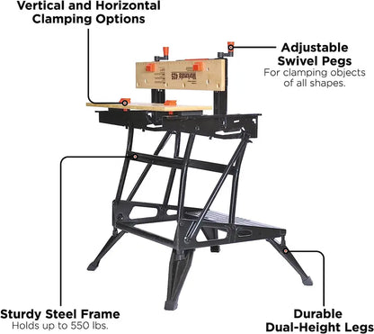 Portable Workmate Workbench, 550 lbs Capacity, Vertical & Horizontal Clamping, DIY & Woodworking (WM425-A)