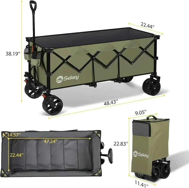 Sekey 48¡å Extended Folding Travel Cart  440 lb Load Rating, Multi-Use Garden &amp; Transport Solution