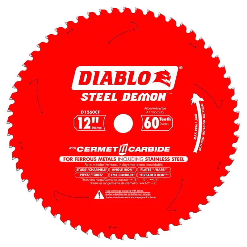 Diablo Tools 12 in x 60 Tooth Steel Demon Cermet Metal and Stainless Steel Cutting Saw Blade